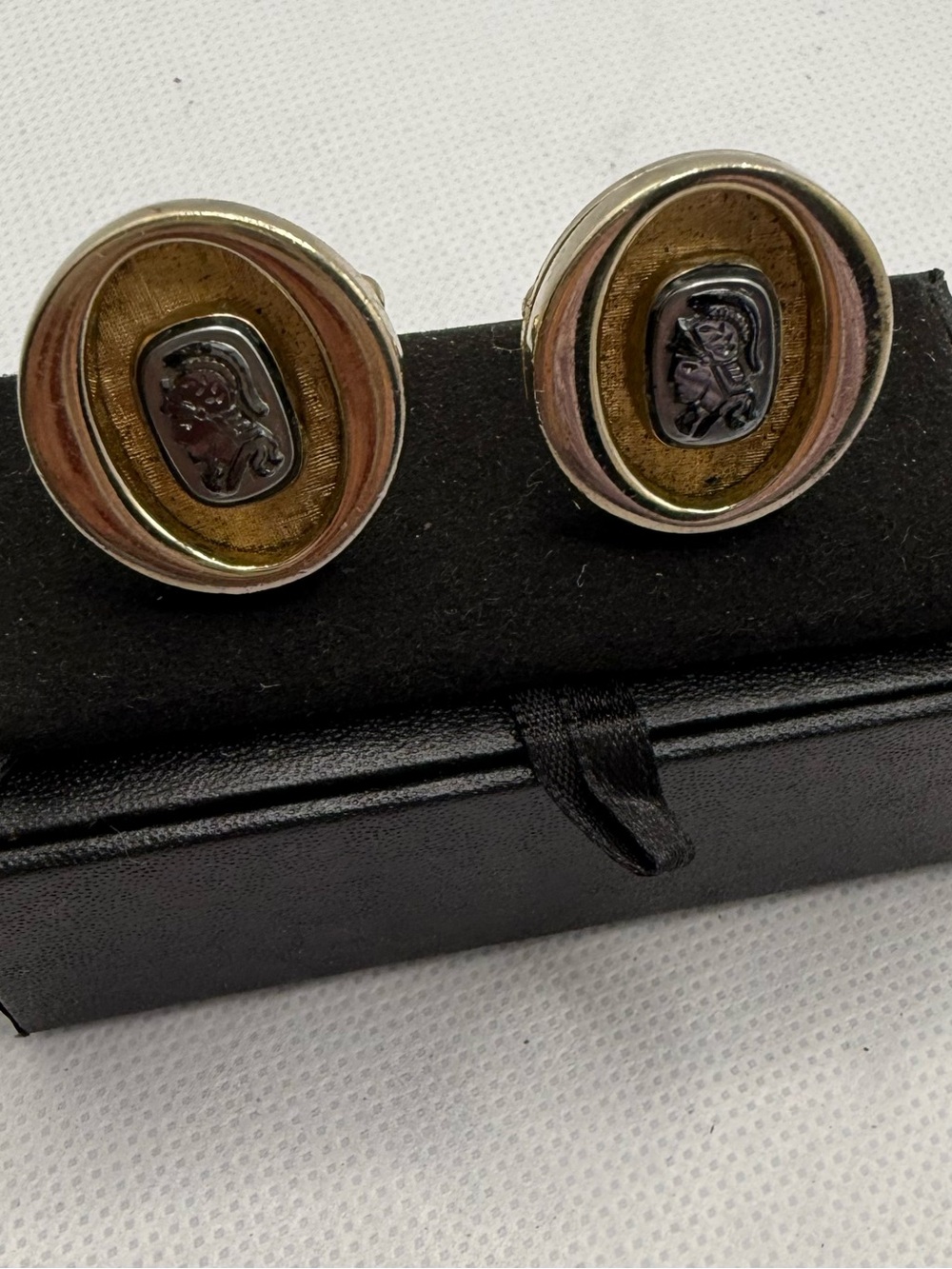 Gold and Black Cameo Cufflinks - Classic Men's Accessory